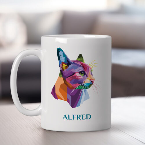 Personalisierter Tasse – Bunte Katze – Bild 2