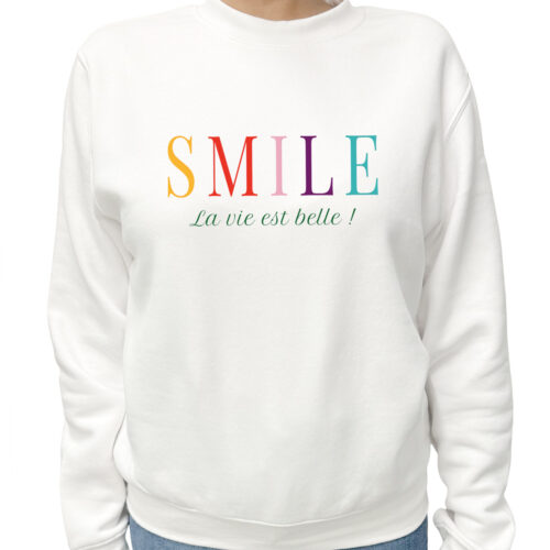 Weißer Sweatshirt - Smile – Bild 2