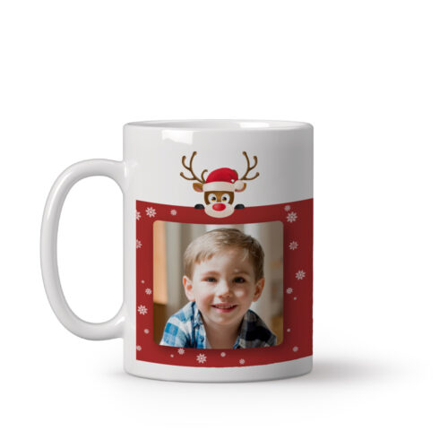 Personalisierter Tasse - Rentier mit 2 Fotos
