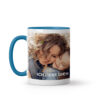 Personalisierte blaue Tasse – Foto und text