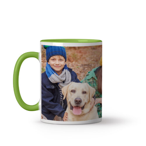 Personalisierte grüne Tasse – Familienfoto