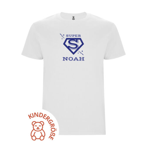 Weißes Kinder-T-Shirt – Super-Vorname