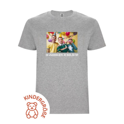 Graues Kinder-T-Shirt - Foto und Text
