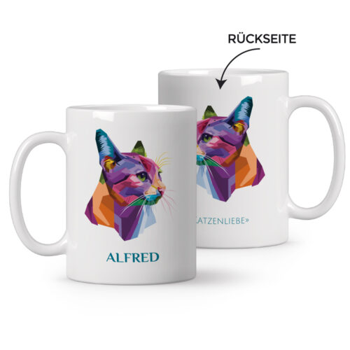 Personalisierter Tasse – Bunte Katze