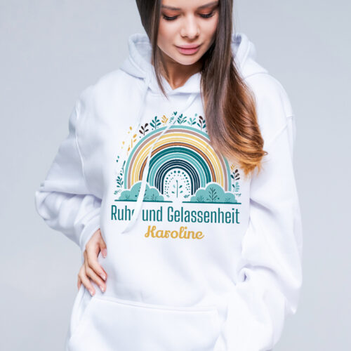 Weißer Kapuzenpullover - Ruhe und Gelassenheit – Bild 2