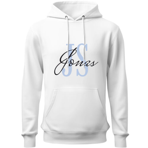 Weißer Kapuzenpullover - Initialen mit Vornamen