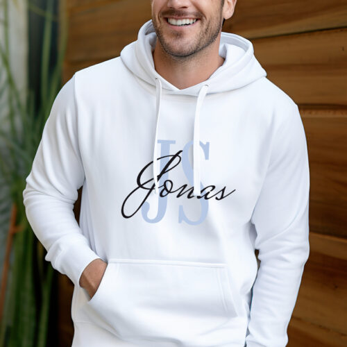 Weißer Kapuzenpullover - Initialen mit Vornamen – Bild 2