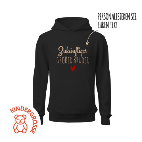 Schwarzer Kinder-Kapuzenpullover - Zukünftiger großer Bruder