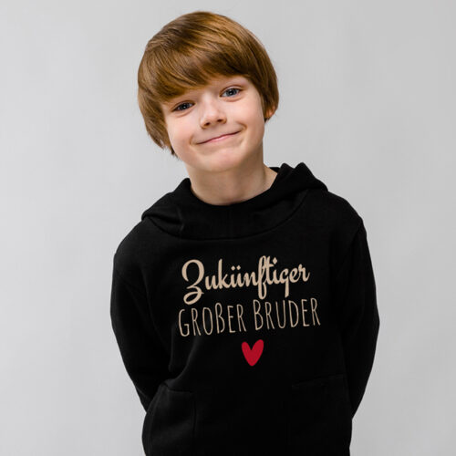 Schwarzer Kinder-Kapuzenpullover - Zukünftiger großer Bruder – Bild 2