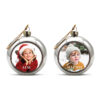 Set aus 2 silbernen Weihnachtskugeln - Foto mit Namen