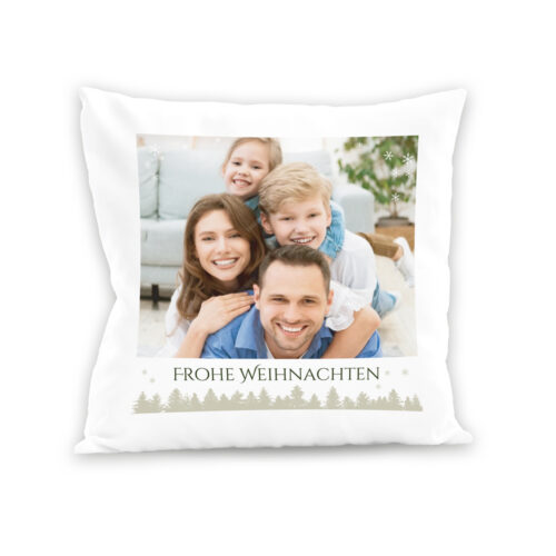 Weißes Kissen  - Frohe Weihnachten mit Foto