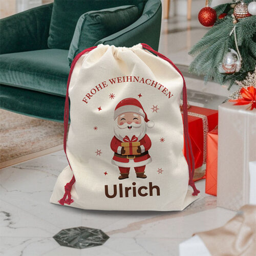 Großer personalisierter Weihnachtssack – Frohe Weihnachten <br> <strong>50x66 cm</strong> – Bild 2