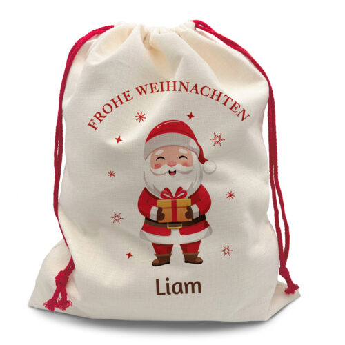 Großer personalisierter Weihnachtssack – Frohe Weihnachten <br> <strong>50x66 cm</strong>