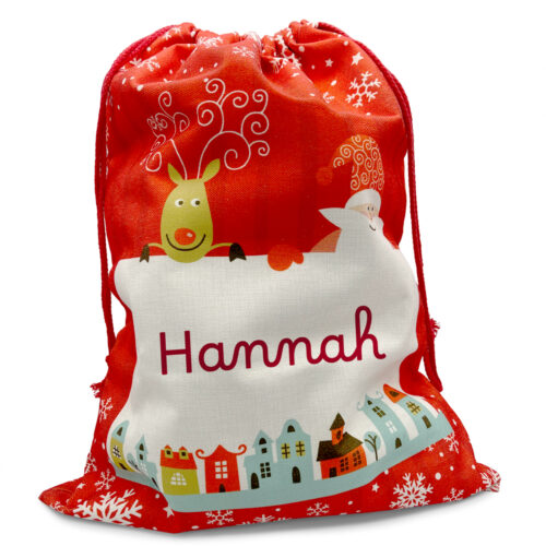 Großer personalisierter roter Weihnachtssack – Mit Namen <br> <strong>50x66 cm</strong>