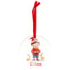 Rundes Weihnachtsornament – Kleiner Junge mit Namen