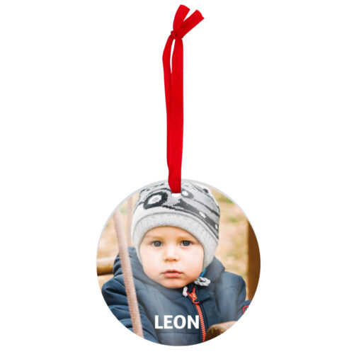 Rundes Weihnachtsornament – Foto mit Namen