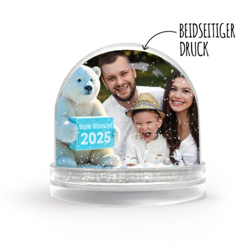 Personalisierbare Schneekugel – Beste Wünsche Eisbär