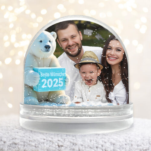 Personalisierbare Schneekugel – Beste Wünsche Eisbär – Bild 2