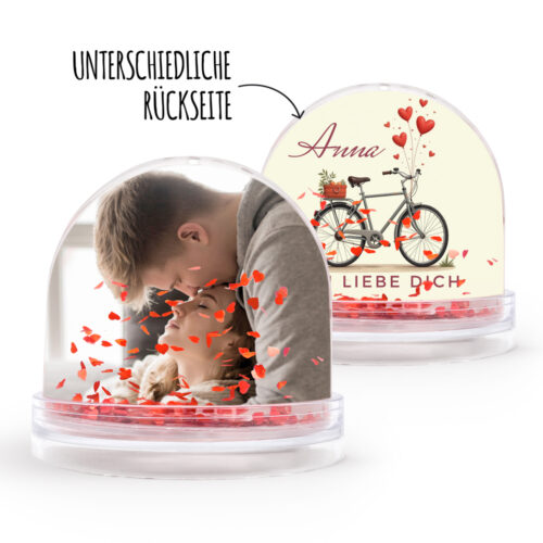 Schneekugel Herzen personalisierbar beidseitig – Ich liebe dich