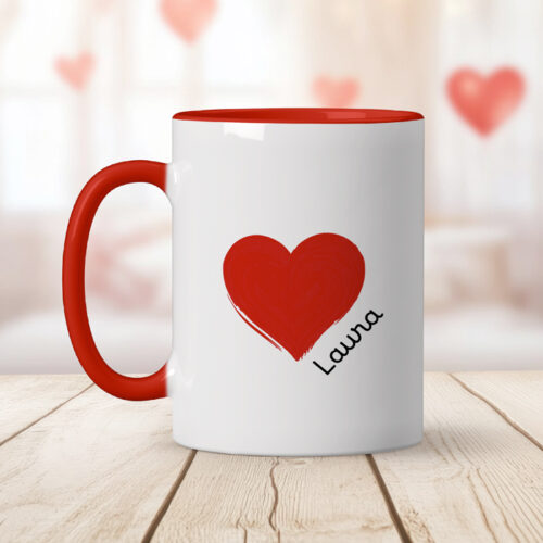 Personalisierter roter tasse – Herz mit Vornamen – Bild 2