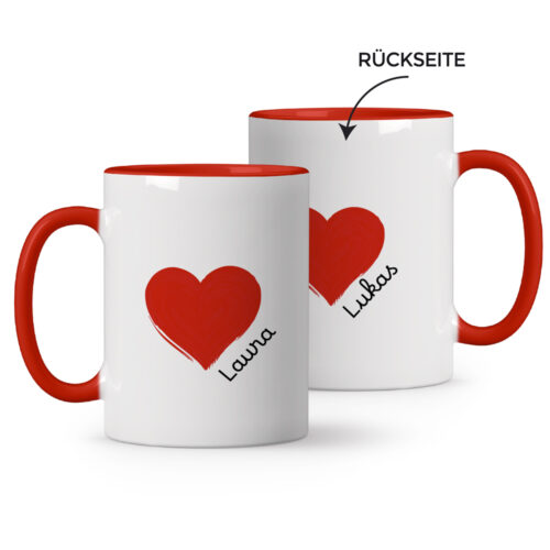 Personalisierter roter tasse – Herz mit Vornamen