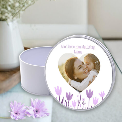 Runde Metalldose – Fotoherz – Zum Muttertag, Mama – Bild 2
