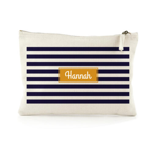 Personalisierte Tasche - Blaue Streifen mit Name<br> <strong>22,5 x 16 cm</strong>