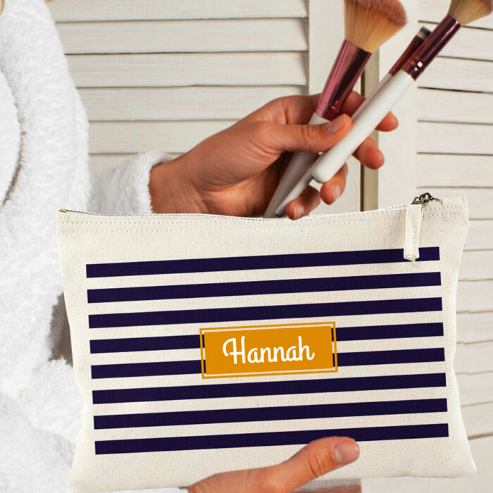 Alternative view of Personalisierte Tasche - Blaue Streifen mit Name<br> <strong>22,5 x 16 cm</strong>