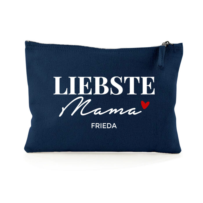 Personalisierte Tasche in Marineblau – Mama mit Liebe<br> <strong>22,5 x 16 cm</strong>