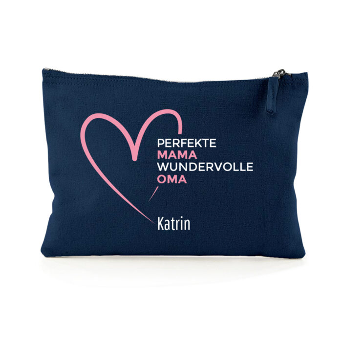 Personalisierte Tasche in Marineblau – Perfekte Mama, wundervolle Oma<br> <strong>22,5 x 16 cm</strong>