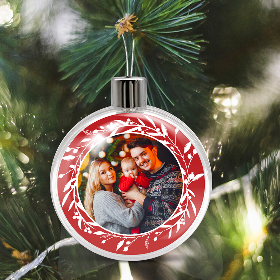 Transparente Weihnachtsstern-Kugel – Kranz mit Foto – Bild 2