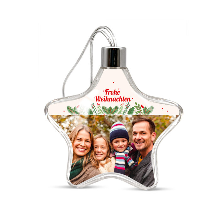 Transparente Weihnachtsstern-Kugel – Frohe Weihnachten