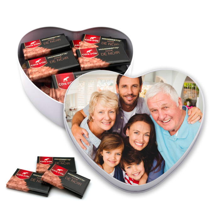 Personalisierbare Herz-Metallbox Côte d'or – Mit foto
