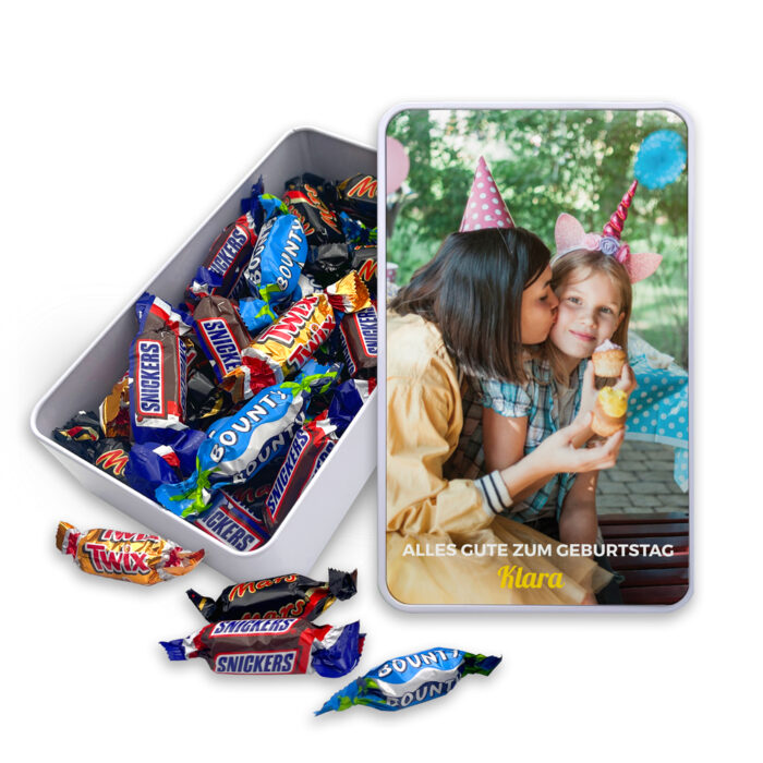 Rechteckige Schachtel mit Mini-Süßigkeiten – Alles Gute zum Geburtstag
